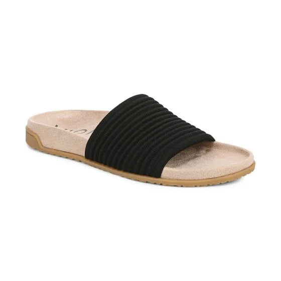 Vionic Women's Evie Knit Slide Sandal Black - Orleans Shoe Co.