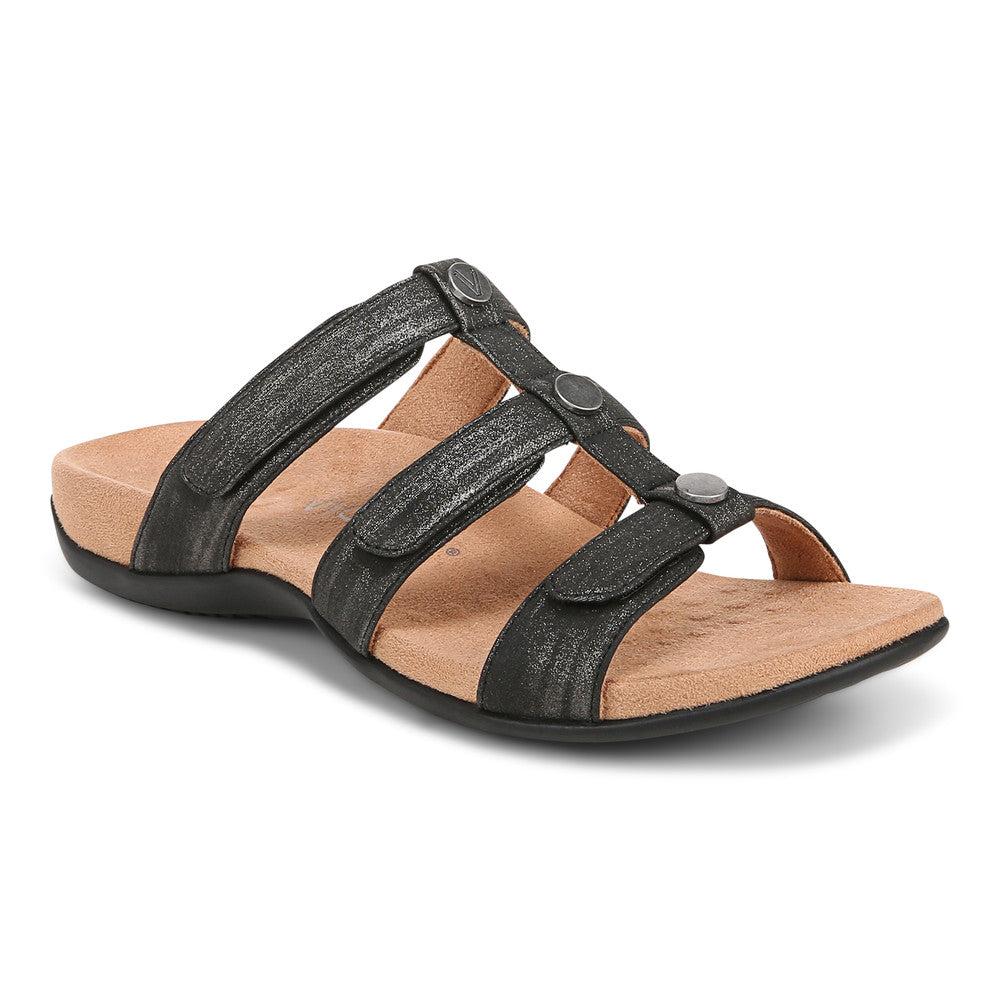 Vionic Women’s Amber Slide Sandal Black Synthetic - Orleans Shoe Co.