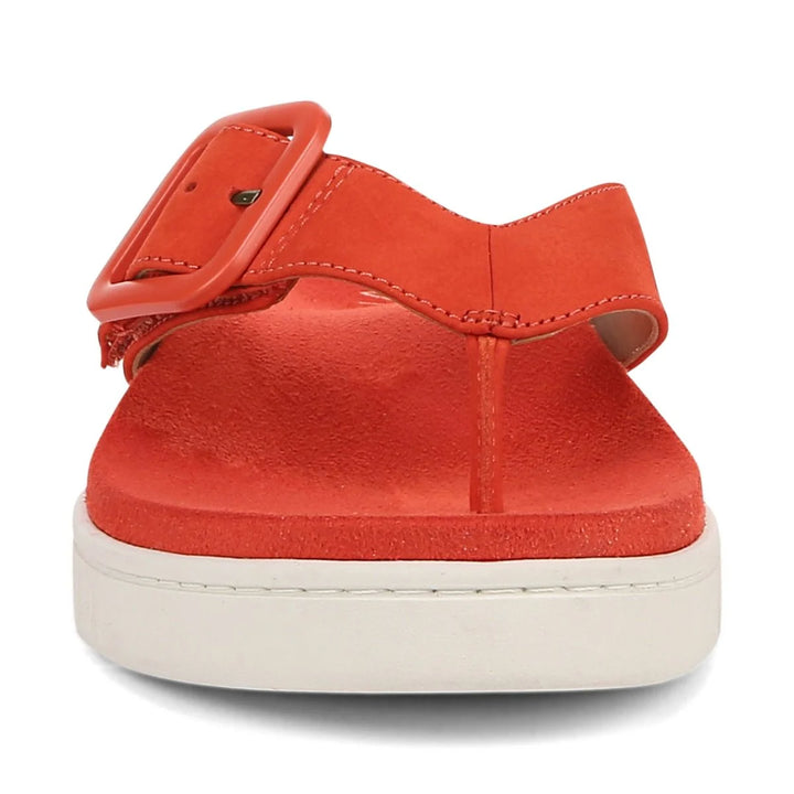 Vionic Women's Uptown Marin Toe Post Sandal Cherry Tomato Nubuck - Orleans Shoe Co.