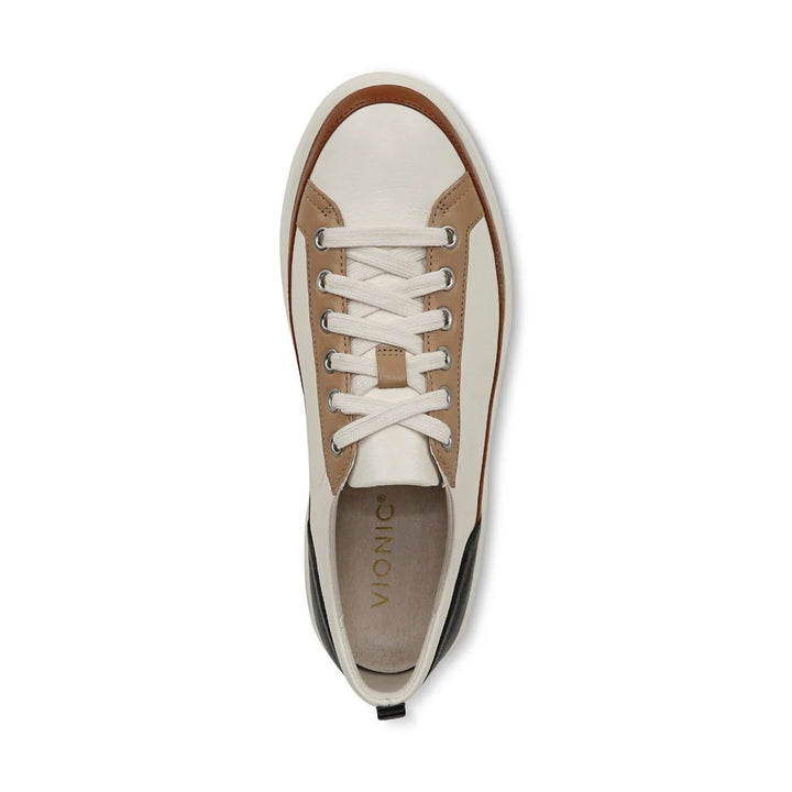 Vionic Women's Winny Sneaker Ivory Black Leather - Orleans Shoe Co.