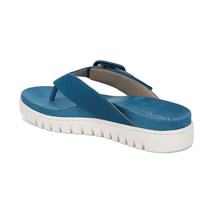 Vionic Women's Uptown Marin Toe Post Sandal Celestial Teal Nubuck - Orleans Shoe Co.