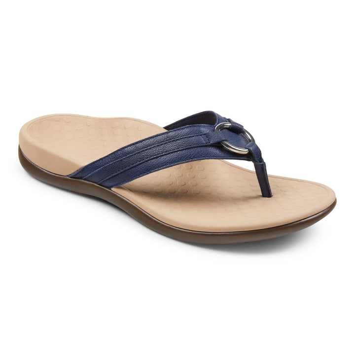 Vionic Women’s Navy Leather Sandal - Orleans Shoe Co.