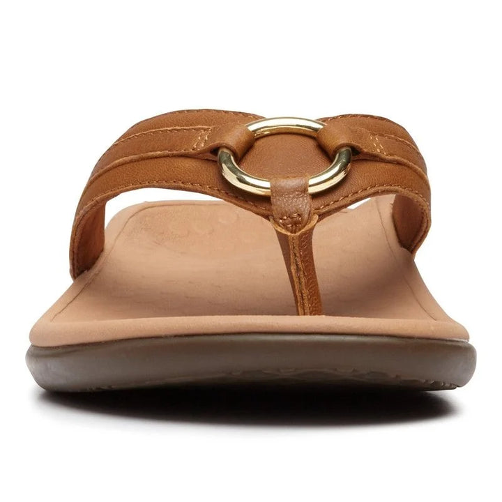 Vionic Women’s Aloe Mocha Leather Sandal - Orleans Shoe Co.