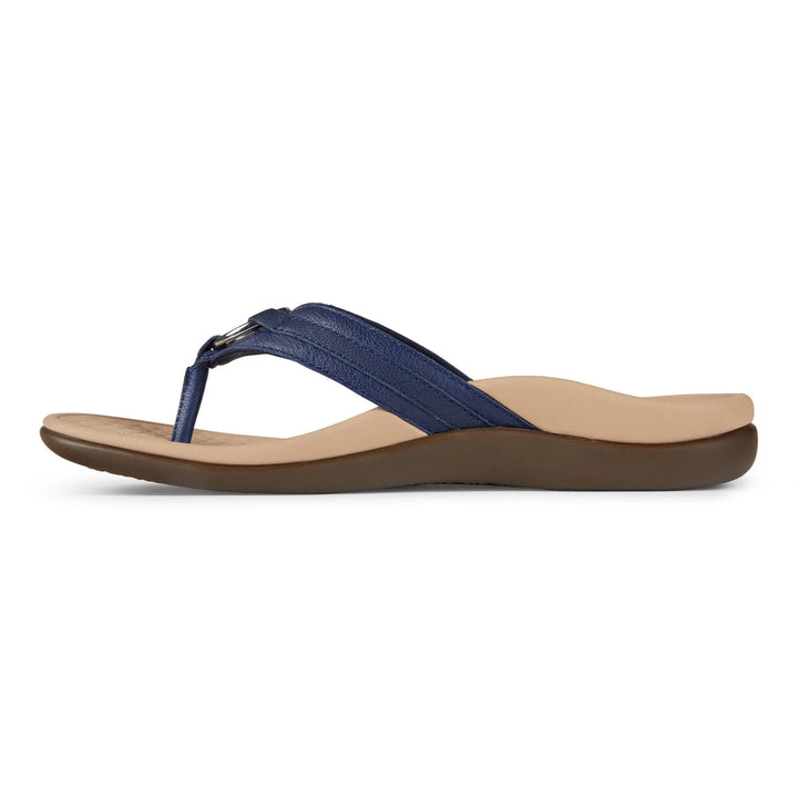 Vionic Women’s Navy Leather Sandal - Orleans Shoe Co.