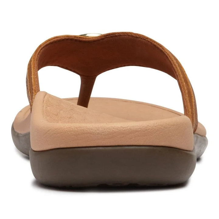 Vionic Women’s Aloe Mocha Leather Sandal - Orleans Shoe Co.