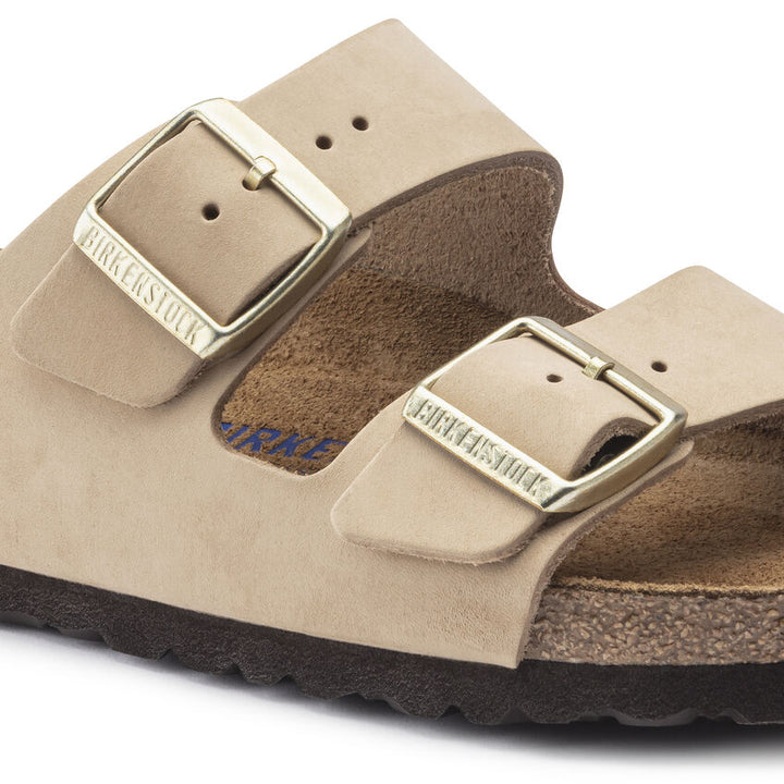 Women's Birkenstock Arizona Nubuck Soft Footbed Sandcastle - Orleans Shoe Co.