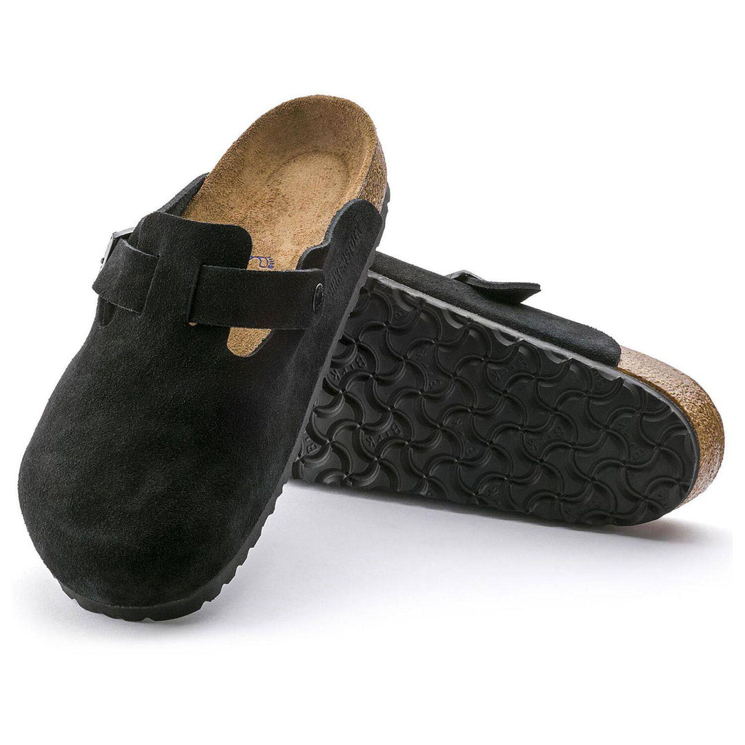 Boston Black Suede Soft Footbed Sandal - Orleans Shoe Co.