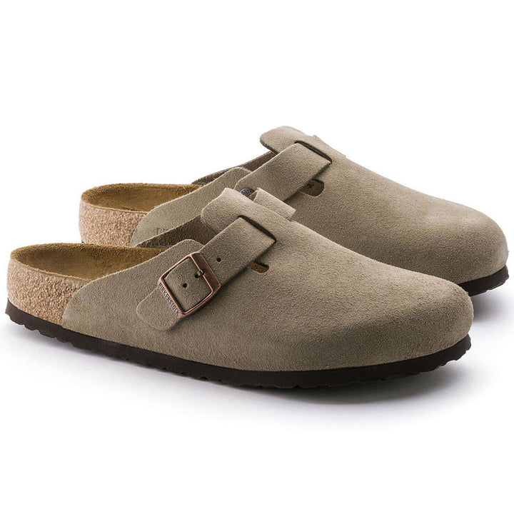 Boston Taupe Suede Soft Footbed Sandal - Orleans Shoe Co.