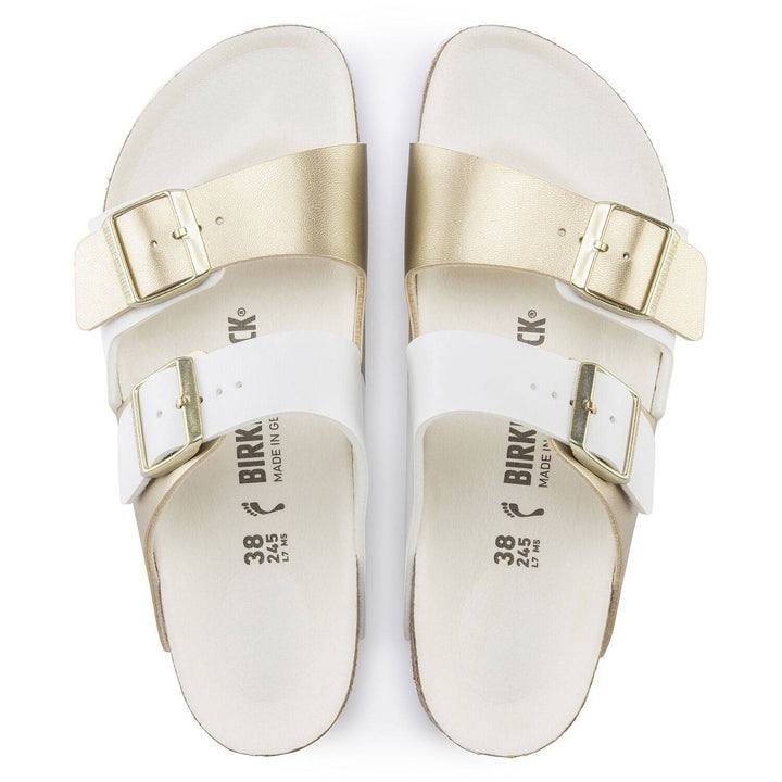 Women's Arizona Split White/Gold - Orleans Shoe Co.