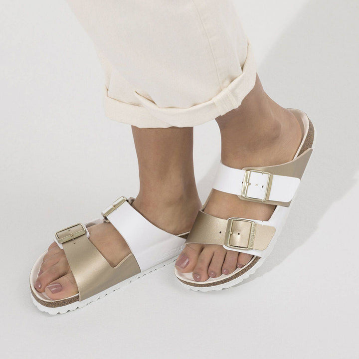 Women's Arizona Split White/Gold - Orleans Shoe Co.