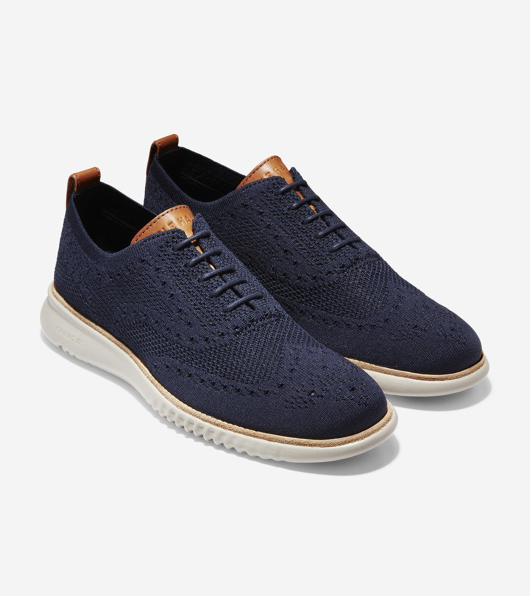 Men's 2 Zerogrand Wingtip Oxford Marine Blue Stitchlite/Grey - Orleans Shoe Co.