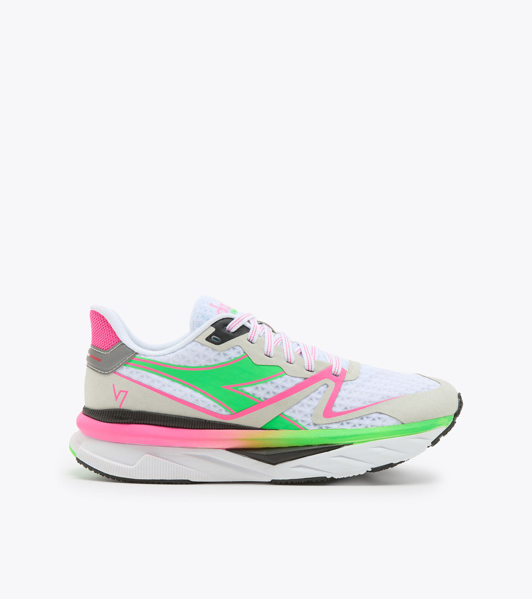 Diadora Women’s Atomo V7000 White Green Fluo Pink - Orleans Shoe Co.