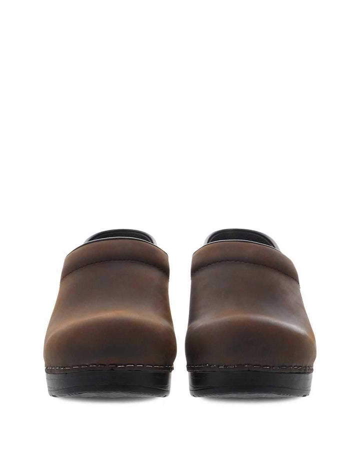 Unisex Professional Antique Brown Black Oiled Leather Clog - Orleans Shoe Co.