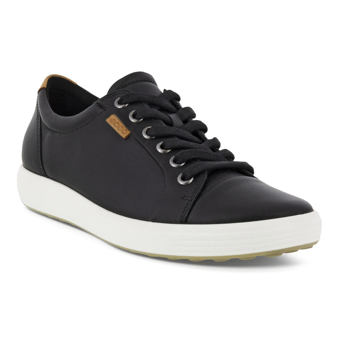 Women's Ecco Soft 7 Black Lace Up Sneakers - Orleans Shoe Co.