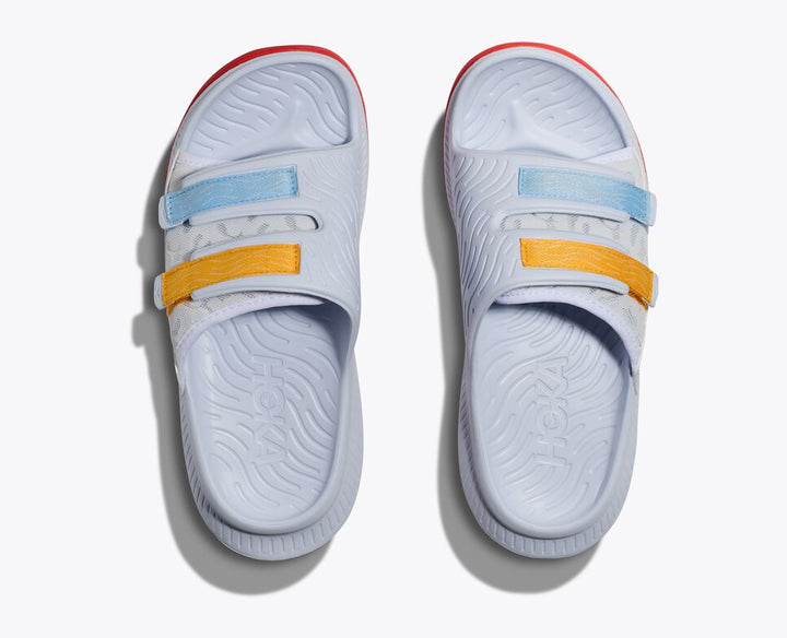 Hoka One One Unisex Ora Luxe Recovery Slide Adjustable White Camillia - Orleans Shoe Co.