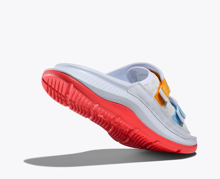 Hoka One One Unisex Ora Luxe Recovery Slide Adjustable White Camillia - Orleans Shoe Co.