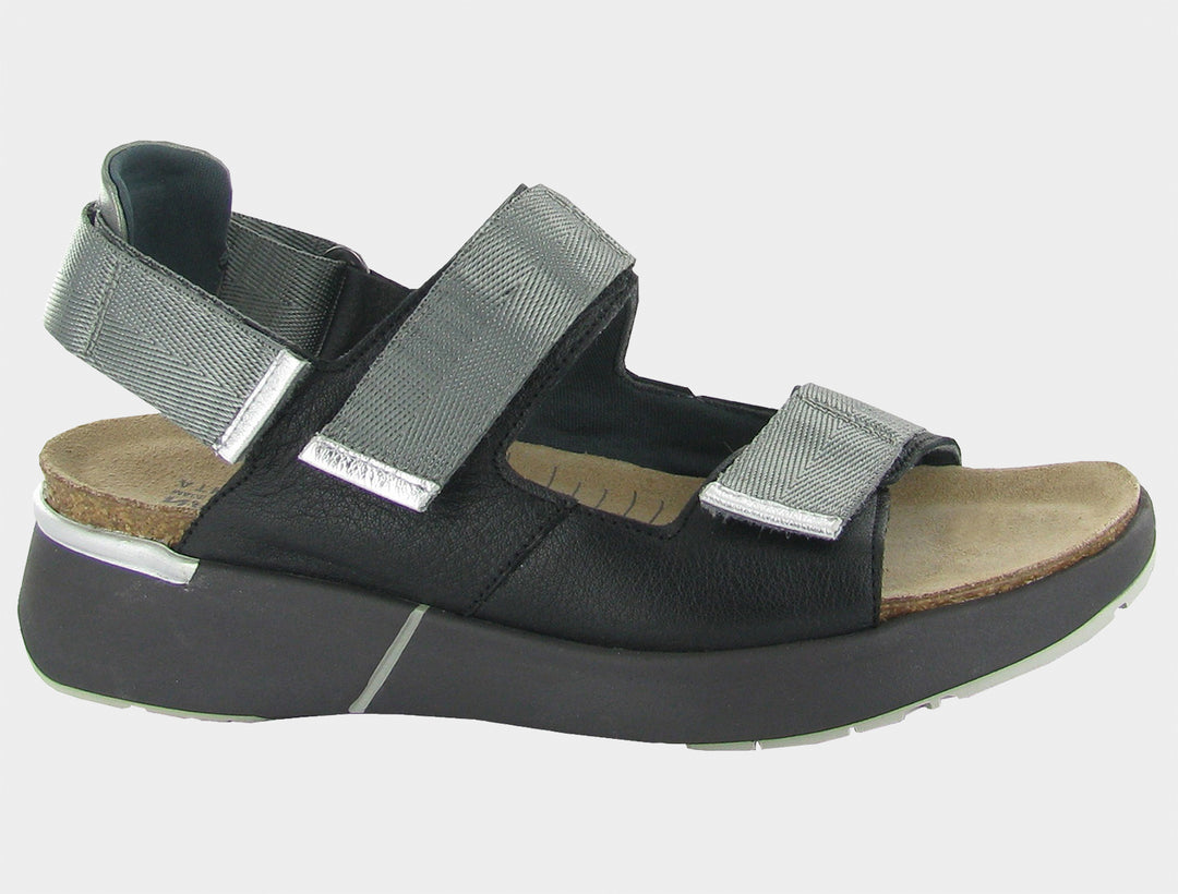 Women's Naot Odyssey Soft Black/Sterling/Silver - Orleans Shoe Co.