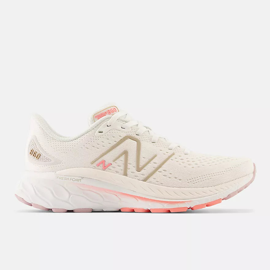 New Balance Women s Fresh Foam X W860L13 White Metallic Grapefruit