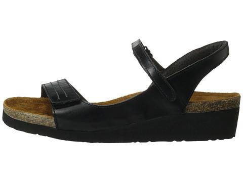 Madison Wedge Sandal Black Madras Leather - Orleans Shoe Co.