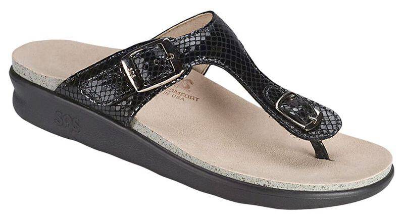 Women's Sanibel Black Snake Sandal - Orleans Shoe Co.