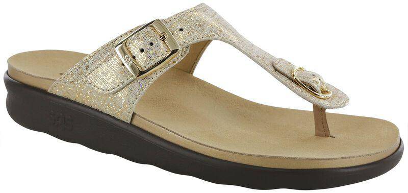 Women's Sanibel Shiny Gold Sandal - Orleans Shoe Co.