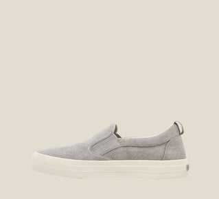 Women's Rubber Soul Grey Wash Canvas Slip-On - Orleans Shoe Co.