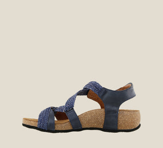 Women's Trulie Navy Adjustable Sandal - Orleans Shoe Co.