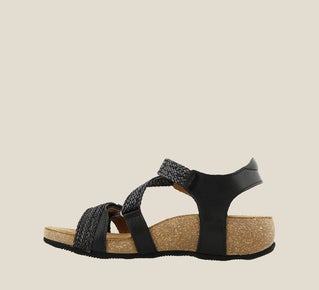 Trulie Wedge Sandal Black - Orleans Shoe Co.