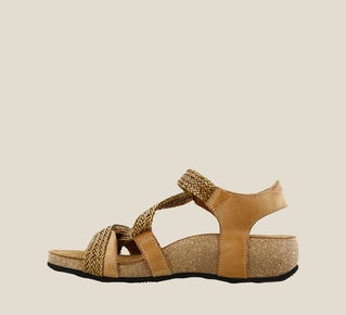 Women's Trulie Camel Adjustable Sandal - Orleans Shoe Co.