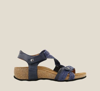 Women's Trulie Navy Adjustable Sandal - Orleans Shoe Co.