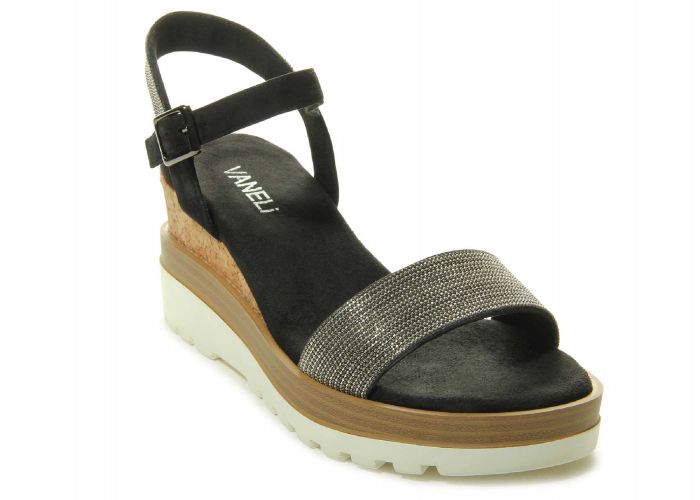 Women's Vaneli Cedra Black Suede w/ Gunmetal Chain - Orleans Shoe Co.