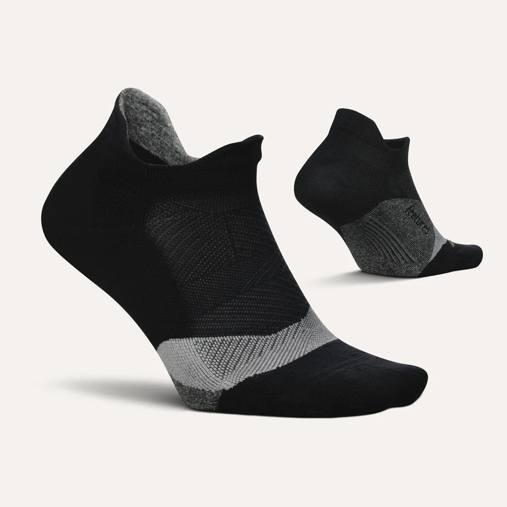 Feetures Elite Light Cushion No Show Tab Black Grey