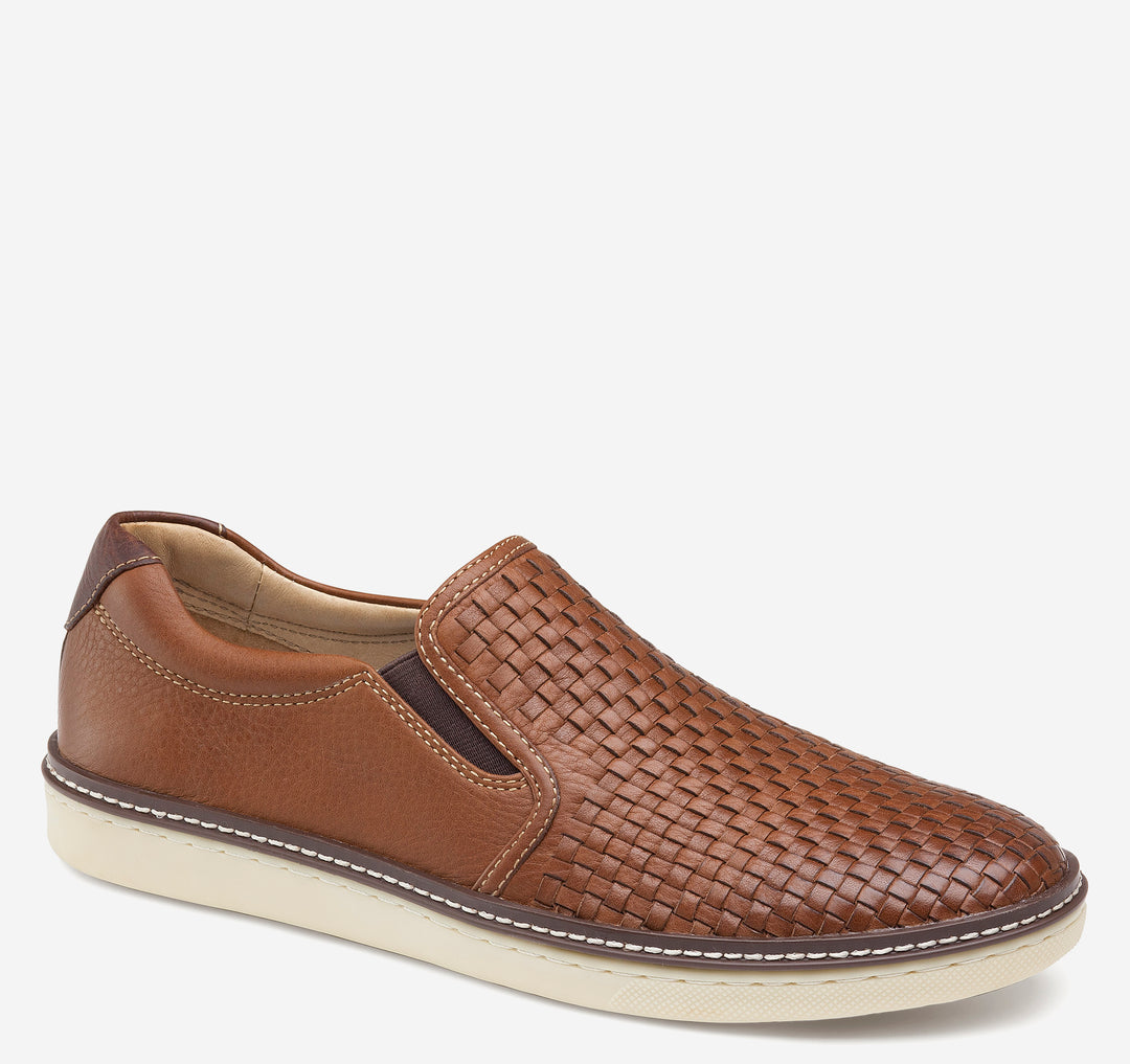 Johnston & Murphy Men’s McGuffey Woven Slip-On Tan Full Grain Leather - Orleans Shoe Co.