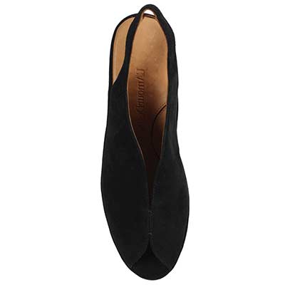 L'amour des Pieds Women's Odetta Black Suede Slingback Wedge Sandal - Orleans Shoe Co.
