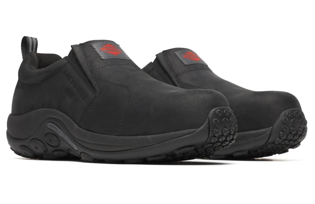 Merrell Men's Jungle Moc Leather Hi-Vis Carbon Fiber Static Dissipative 10 Low Black - Orleans Shoe Co.