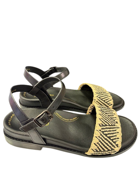 Jax & Bard Women's Ambitious Beige Raffia Black - Orleans Shoe Co.