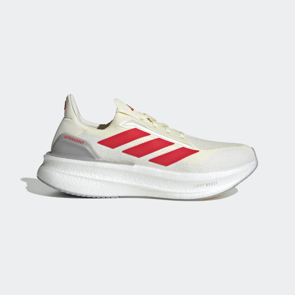 adidas Men's Ultraboost 5X Running Shoes, Off White/Better Scarlet/Crystal White / 13