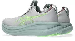 Asics Women's Gel Nimbus 28 Cloud Grey Illuminate Green - Orleans Shoe Co.