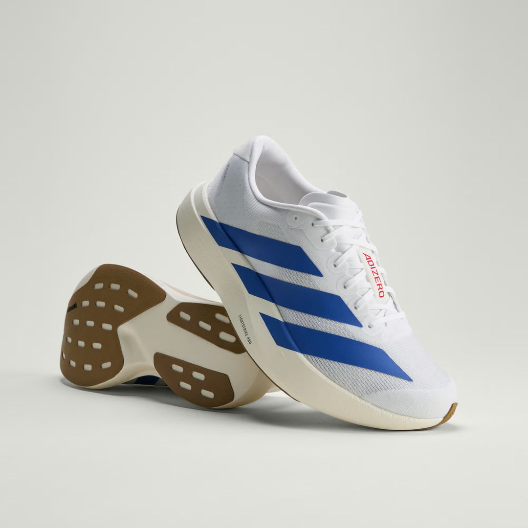 Adidas Men's Adizero Evo SL White Royal Blue Pure Ruby JS4494