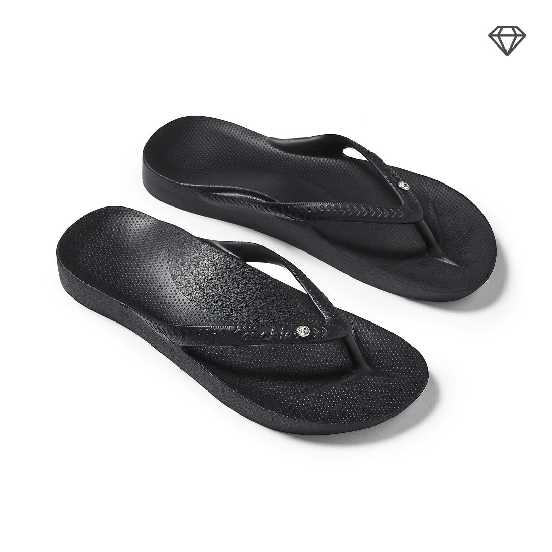 Archies Arch Support Flip Flops Black Crystal - Orleans Shoe Co.