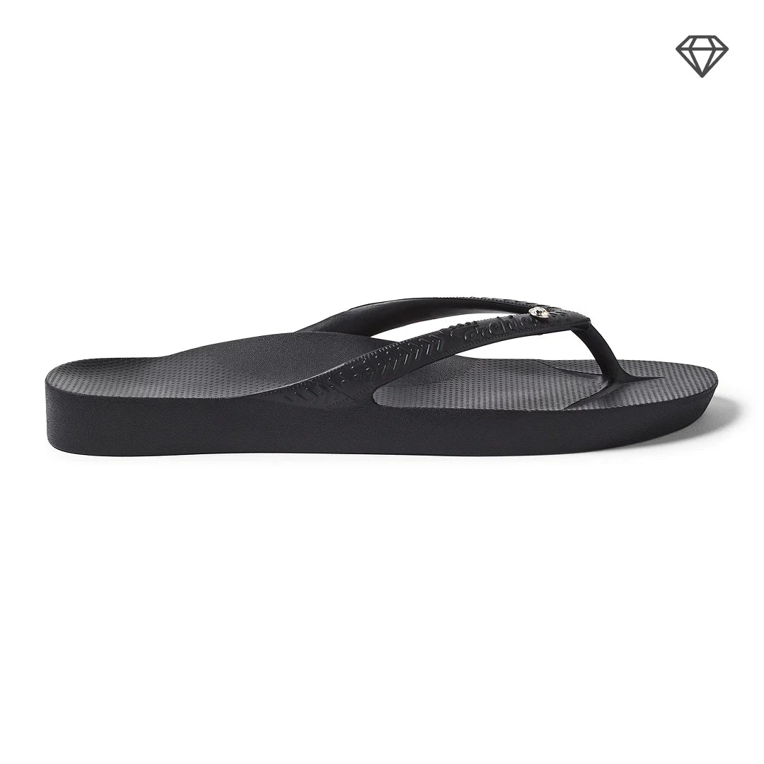Archies Arch Support Flip Flops Black Crystal - Orleans Shoe Co.