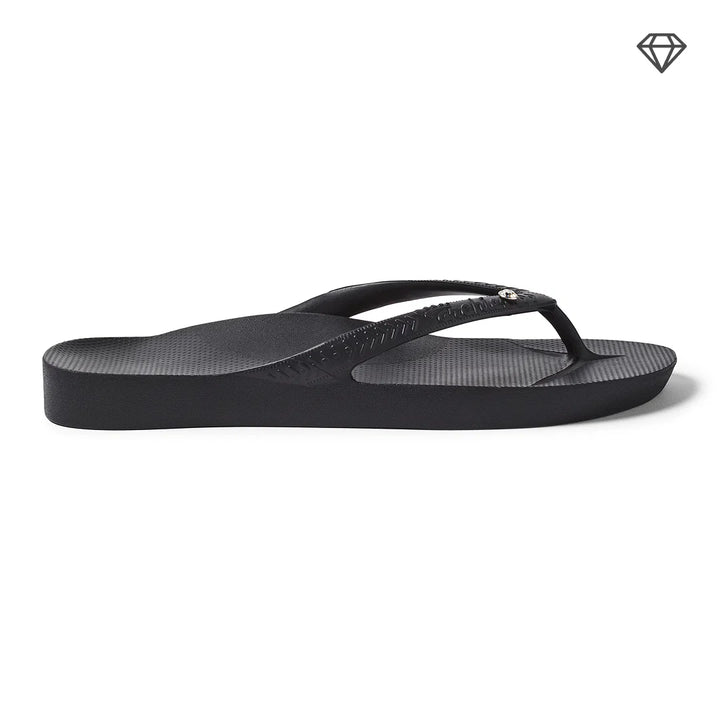 Archies Arch Support Flip Flops Black Crystal - Orleans Shoe Co.
