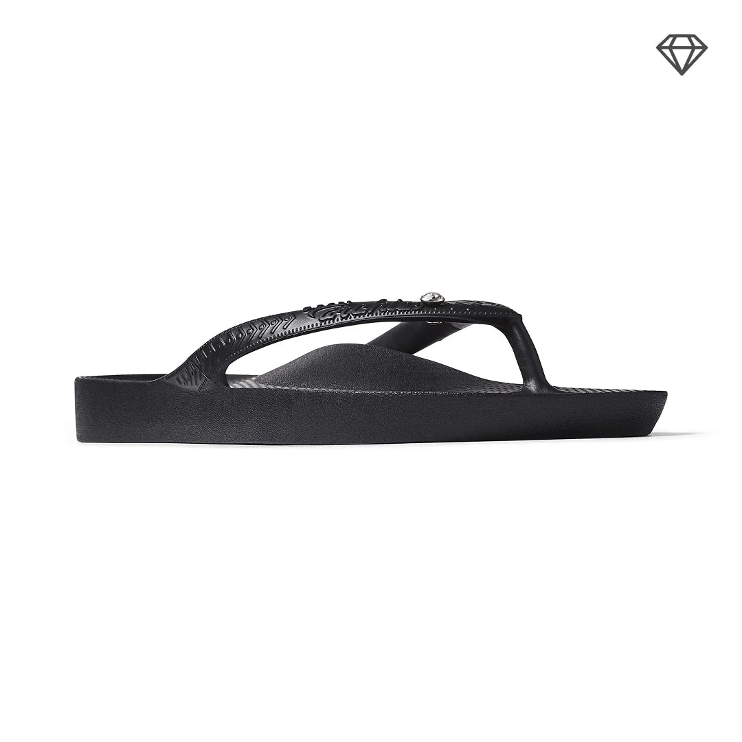 Archies Arch Support Flip Flops Black Crystal - Orleans Shoe Co.