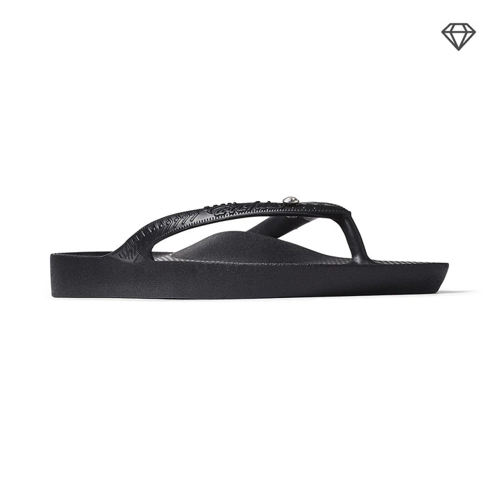 Archies Arch Support Flip Flops Black Crystal - Orleans Shoe Co.