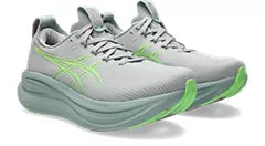 Asics Women's Gel Nimbus 28 Cloud Grey Illuminate Green - Orleans Shoe Co.