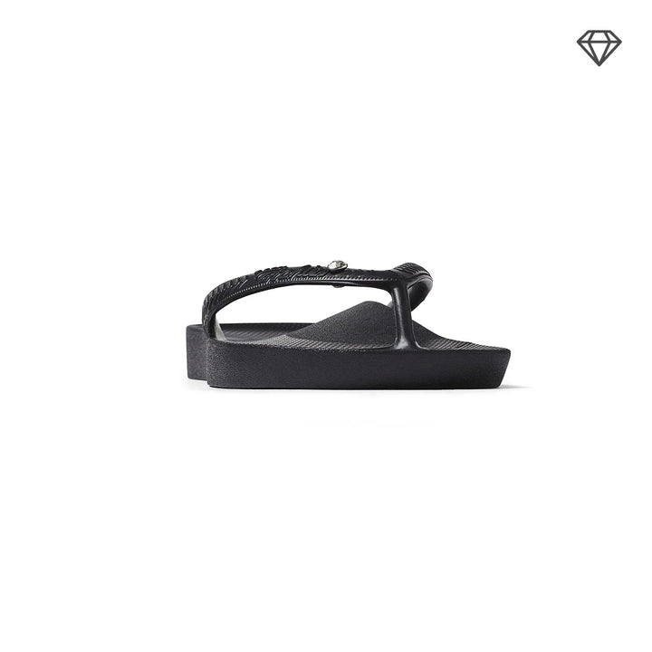 Archies Arch Support Flip Flops Black Crystal - Orleans Shoe Co.