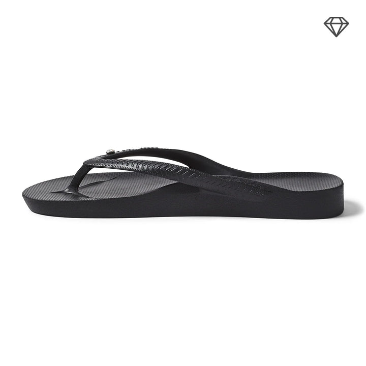 Archies Arch Support Flip Flops Black Crystal - Orleans Shoe Co.