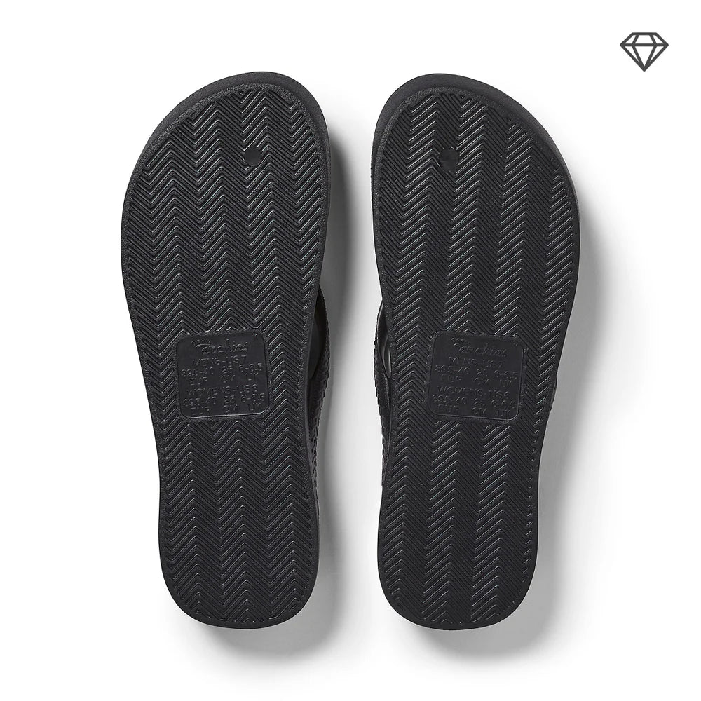 Archies Arch Support Flip Flops Black Crystal - Orleans Shoe Co.