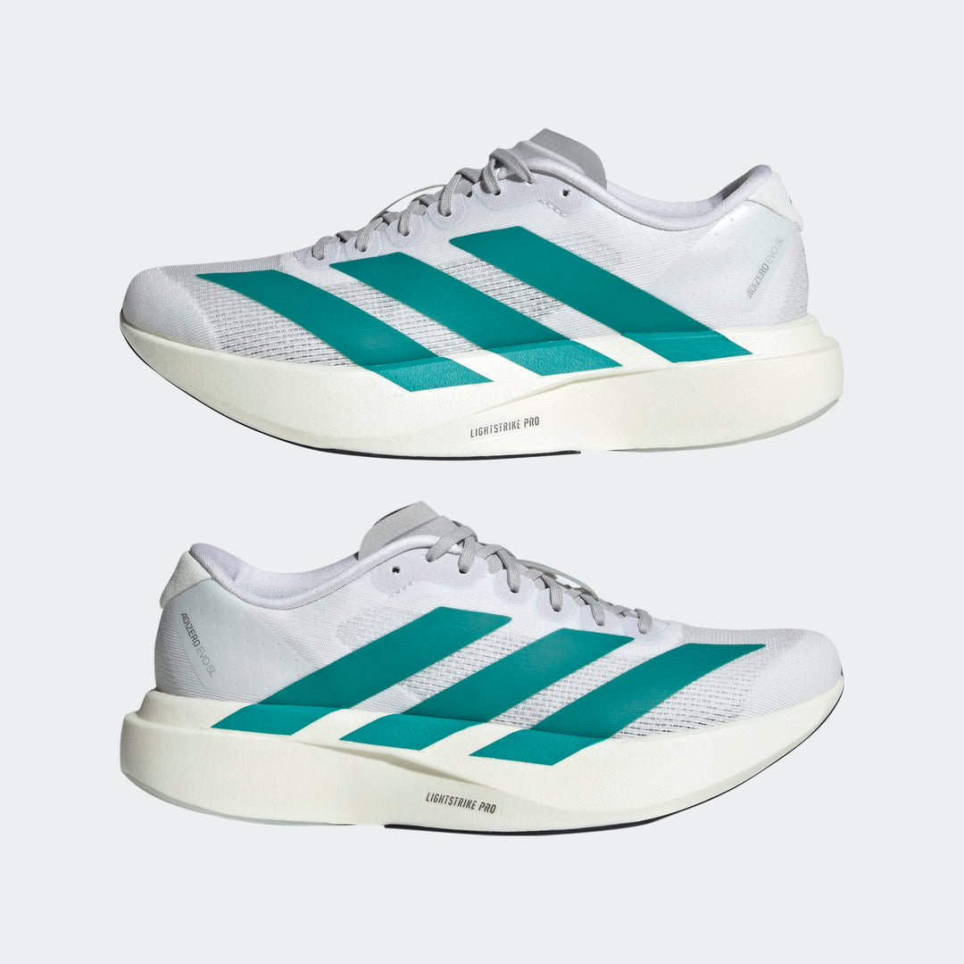 adidas Women's Adizero Evo SL Running Shoes, Size 7.5, White/Teal/Grey adidas Women's Adizero Evo SL Running Shoes, Size 7.5, White/Teal/Grey