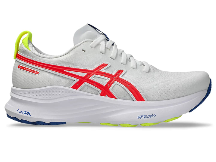 Womens ASICS Gel-Kayano 32 ATC stability running shoe in White Flash Coral